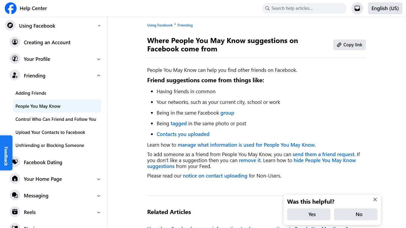 Where People You May Know suggestions on Facebook come from Facebook Help Center
